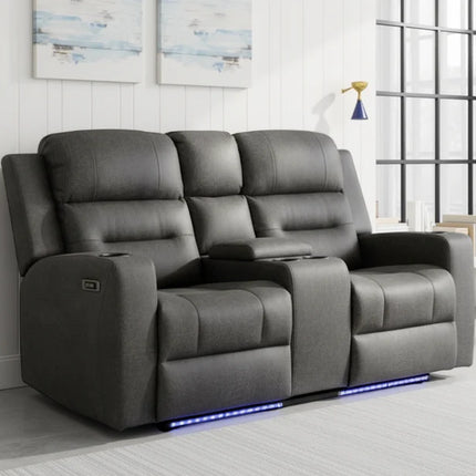 Reed Tech 2 Seater Electric Recliner Sofa – Stylish Grey Fabric Comfort Seating