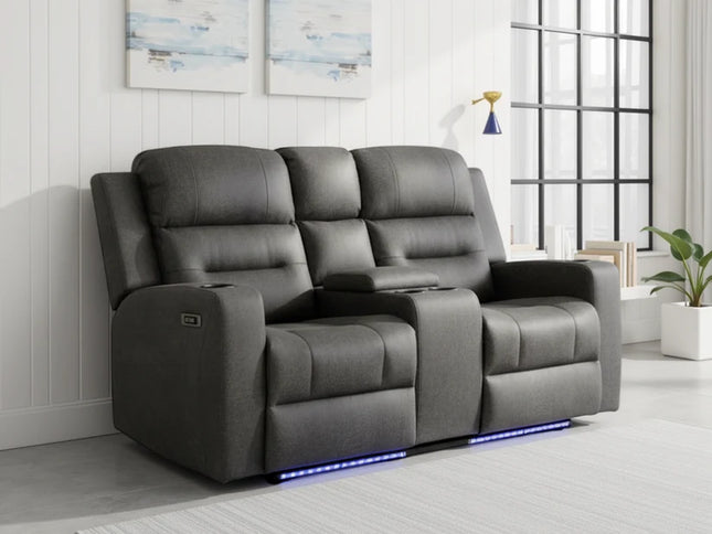 Reed Tech 2 Seater Electric Recliner Sofa – Stylish Grey Fabric Comfort Seating