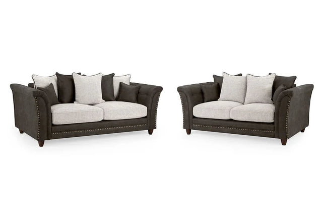 Tuxelle 3+2 Sofa Set – Stylish Grey / Brown Comfort Seating