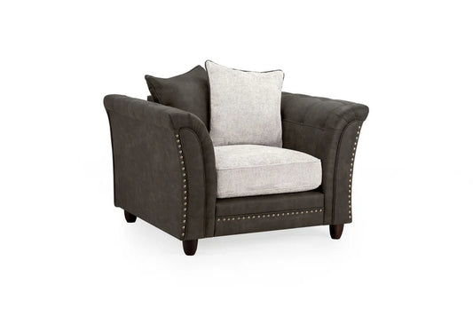 Tuxelle 1 Seater Sofa Armchair – Stylish Grey / Brown Comfort Seating