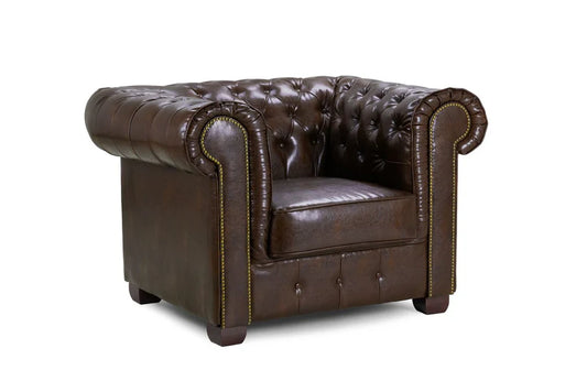 Chesterfield Sofa Antique Brown Armchair 1 Seater