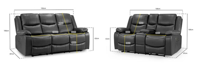 Flint 3+2 Seater Electric Recliner Sofa Set – Stylish Black Leather Comfort Seating