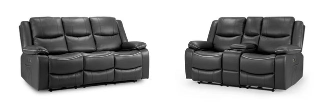 Flint 3+2 Seater Electric Recliner Sofa Set – Stylish Black Leather Comfort Seating