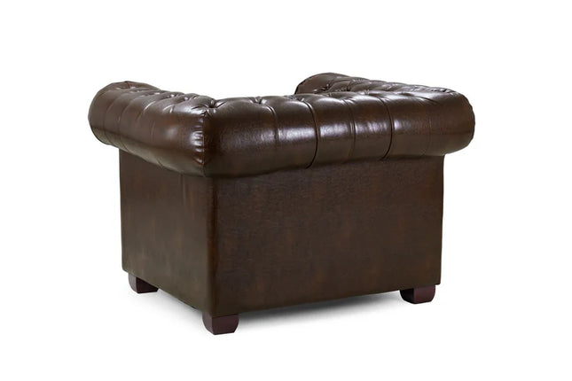 Chesterfield Sofa Antique Brown Armchair 1 Seater