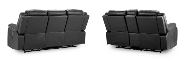 Flint 3+2 Seater Electric Recliner Sofa Set – Stylish Black Leather Comfort Seating