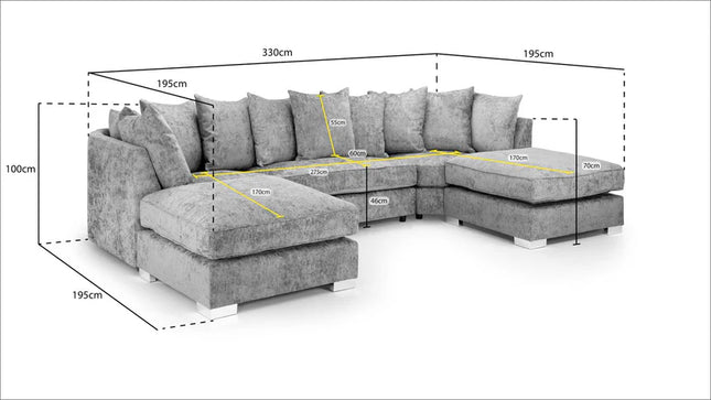 Diavlor Sofa U Shape Corner – Stylish Grey Comfort Seating