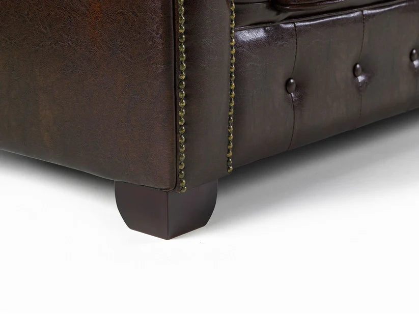 Chesterfield Sofa Antique Brown Armchair 1 Seater
