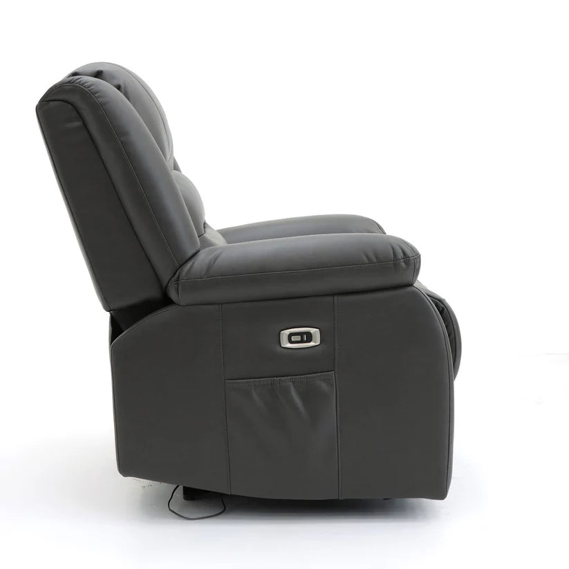 Lumo 3 Seater Electric Recliner Sofa – Stylish Grey Leather Comfort Seating