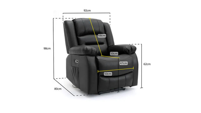 Lumo Armchair Electric Recliner Sofa – Stylish Black Leather Comfort Seating
