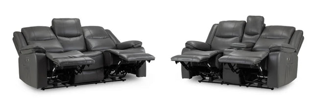 Flint 3+2 Seater Electric Recliner Sofa Set – Stylish Grey Leather Comfort Seating