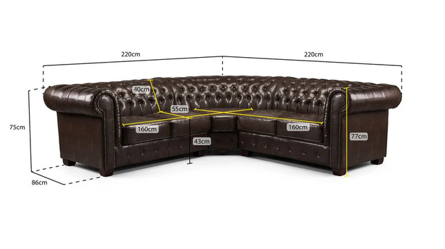 Chesterfield Sofa Antique Brown Large Corner