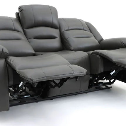 Lumo 3 Seater Electric Recliner Sofa – Stylish Grey Leather Comfort Seating