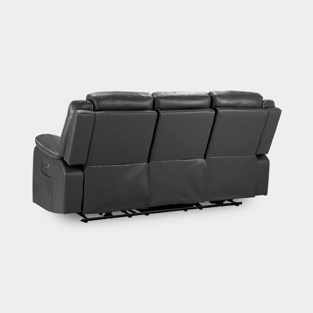Flint 3 Seater Electric Recliner Sofa – Stylish Black Leather Comfort Seating