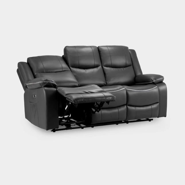 Flint 3 Seater Electric Recliner Sofa – Stylish Black Leather Comfort Seating