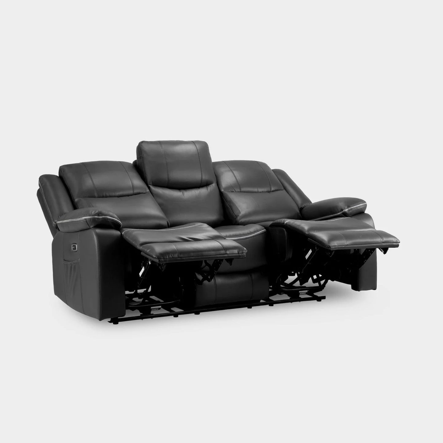Flint 3 Seater Electric Recliner Sofa – Stylish Black Leather Comfort Seating