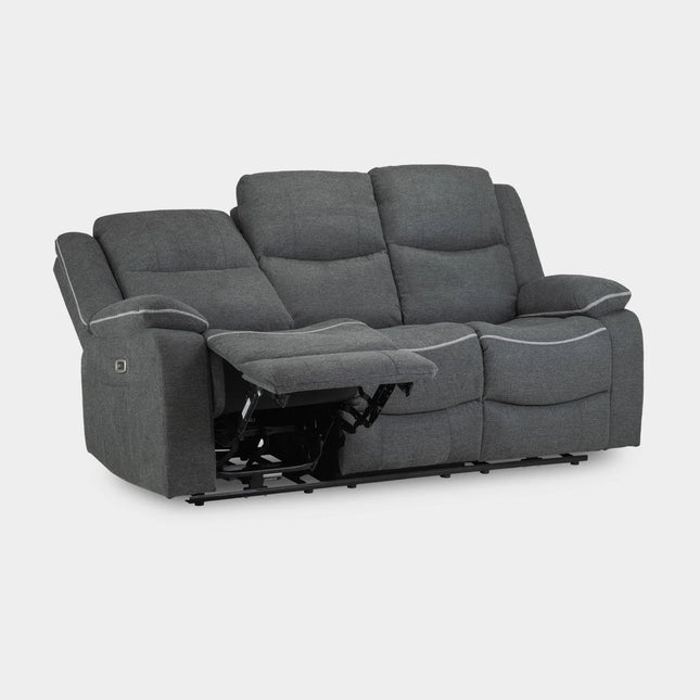 Flint 3 Seater Electric Recliner Sofa – Stylish Graphite Fabric Comfort Seating
