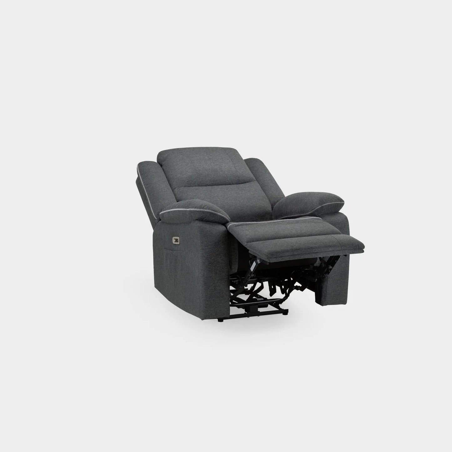 Flint 1 Seater Electric Recliner Armchair Sofa – Stylish Graphite Grey Fabric Comfort Seating