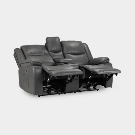 Flint 2 Seater Electric Recliner Sofa – Stylish Grey Leather Comfort Seating
