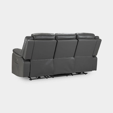 Flint 3 Seater Electric Recliner Sofa – Stylish Grey Leather Comfort Seating