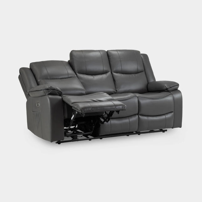 Flint 3 Seater Electric Recliner Sofa – Stylish Grey Leather Comfort Seating