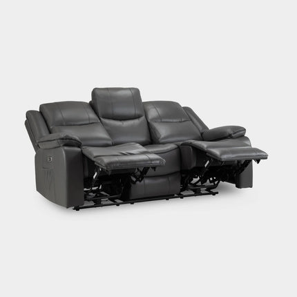 Flint 3 Seater Electric Recliner Sofa – Stylish Grey Leather Comfort Seating
