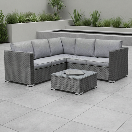 Napa Luxury Rattan Ice bucket Corner Garden Set Outdoor Patio Furniture GREY