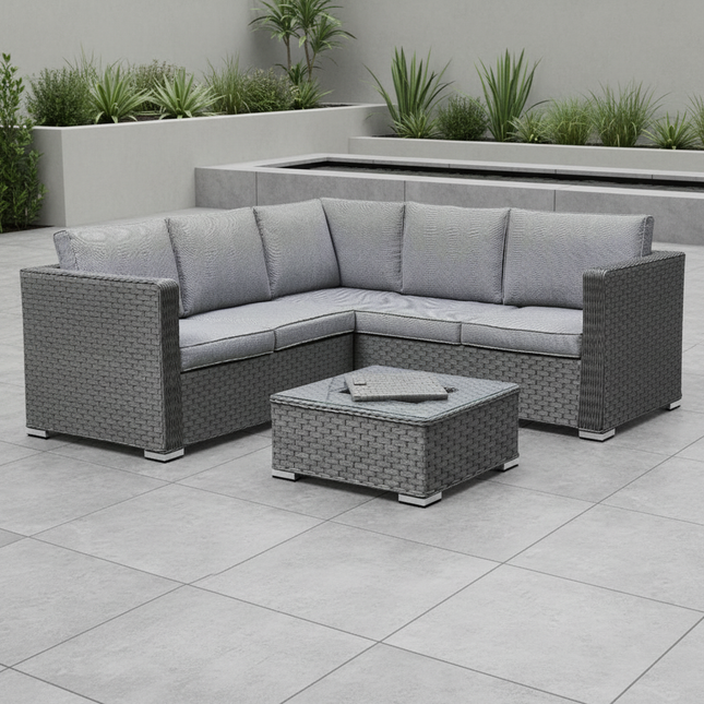 Napa Luxury Rattan Ice bucket Corner Garden Set Outdoor Patio Furniture GREY