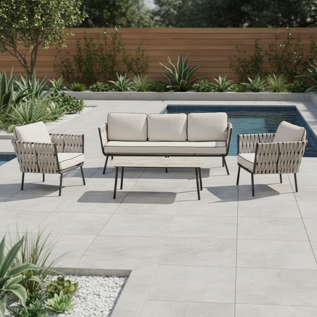 Aspen Aluminium & Rope Lounge Set – GREY