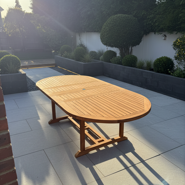 Teak Deluxe Garden Table 180cm - 240cm Dining Table 4CM Thick