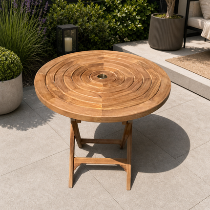 Teak Ripple Foldable Dining Table 80cm