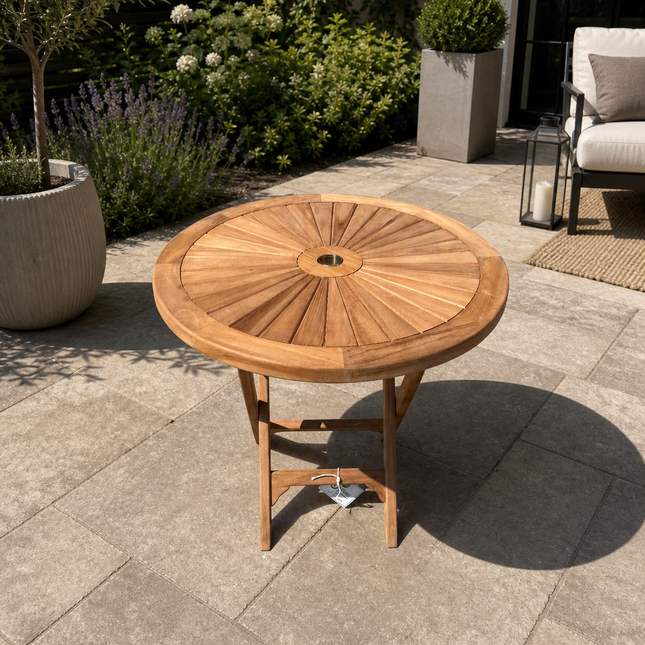 Teak Dining Set Foldable Table & Two Harbour Folding Chairs