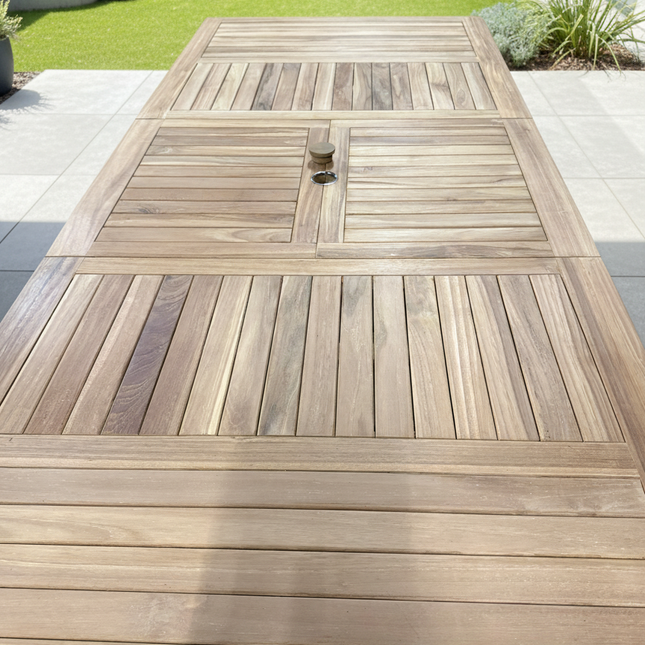 Teak Garden Table Rectangle 180cm - 240cm Dining Table Single Leaf