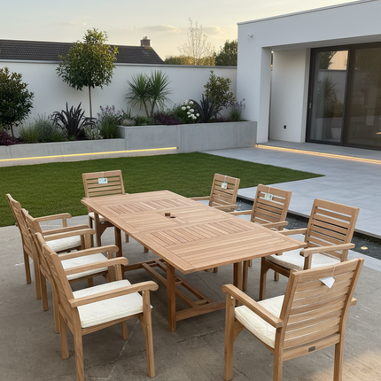 Teak extending garden table and chairs bromsgrove