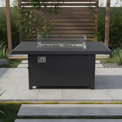 Charcoal Zentari Aluminium Garden Furniture Corner Sofa Set With Fire pit Table - Modular