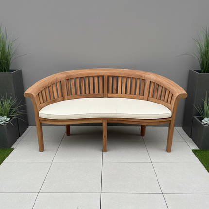 Teak Harmony Vertical Curved Bench 3 Seater Extra Thick