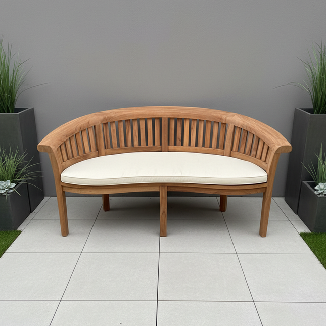 Teak Harmony Vertical Curved Bench 3 Seater Extra Thick