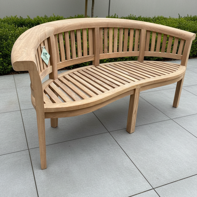 Teak Harmony Vertical Curved Bench 3 Seater Extra Thick