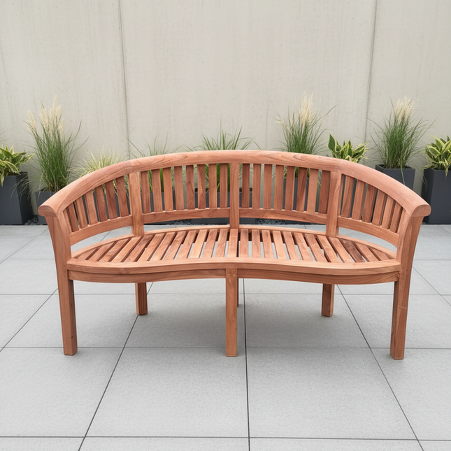Teak Harmony Vertical Curved Bench 3 Seater