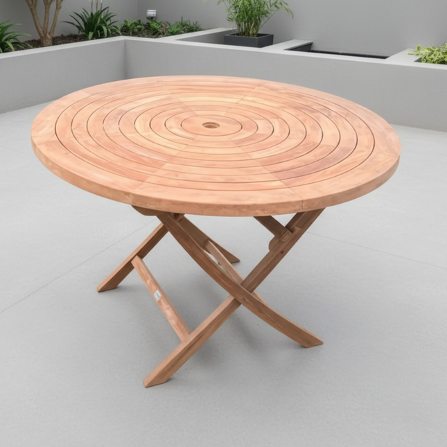 Teak Ripple Foldable Dining Table 120cm