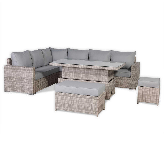 Ashford Rattan Garden Furniture Corner Sofa Set With Rising Table (Rectangle) - Left Hand