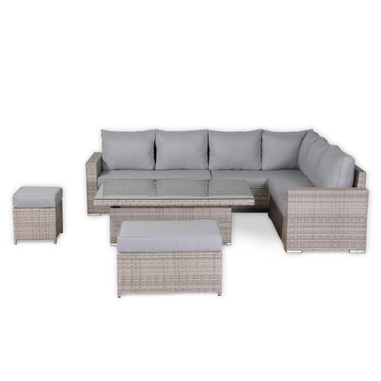 Ashford Rattan Garden Furniture Corner Sofa Set With Rising Table (Rectangle) - Right Hand