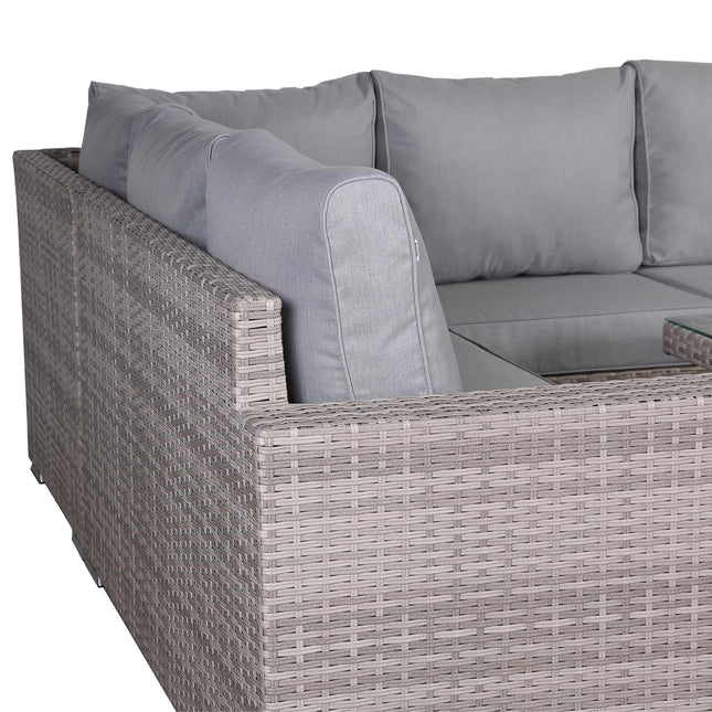 Ashford Rattan Garden Furniture Corner Sofa Set With Rising Table (Rectangle) - Right Hand