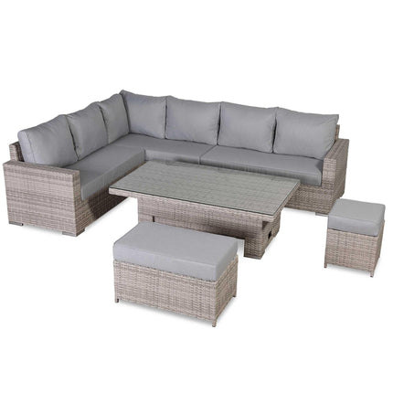 Ashford Rattan Garden Furniture Corner Sofa Set With Rising Table (Rectangle) - Left Hand