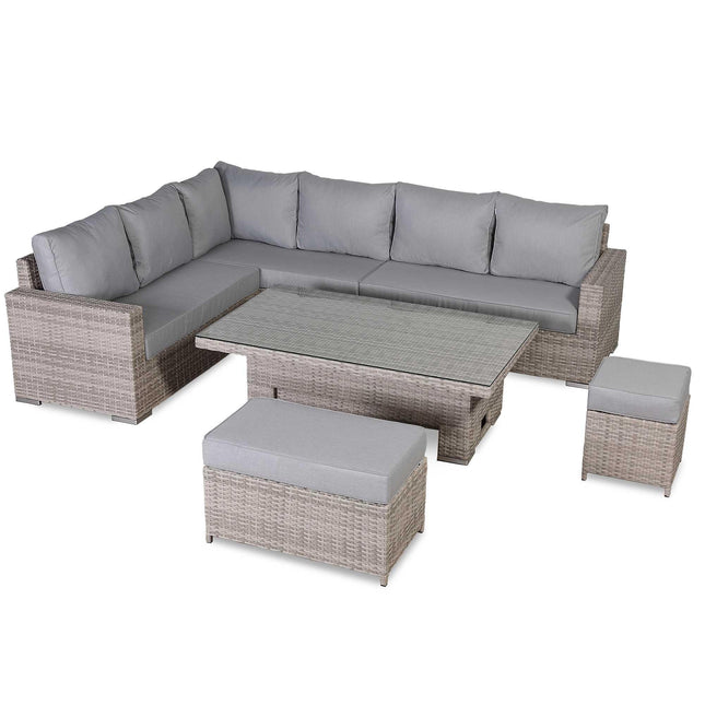 Ashford Rattan Garden Furniture Corner Sofa Set With Rising Table (Rectangle) - Left Hand