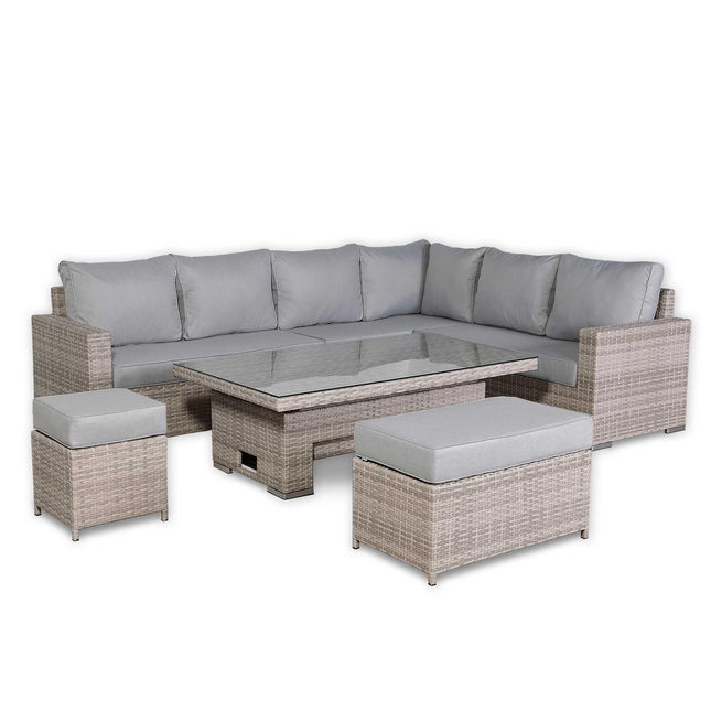 Ashford Rattan Garden Furniture Corner Sofa Set With Rising Table (Rectangle) - Right Hand