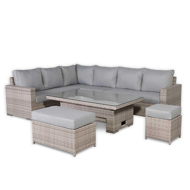 Ashford Rattan Garden Furniture Corner Sofa Set With Rising Table (Rectangle) - Left Hand