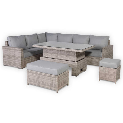 Ashford Rattan Garden Furniture Corner Sofa Set With Rising Table (Rectangle) - Left Hand