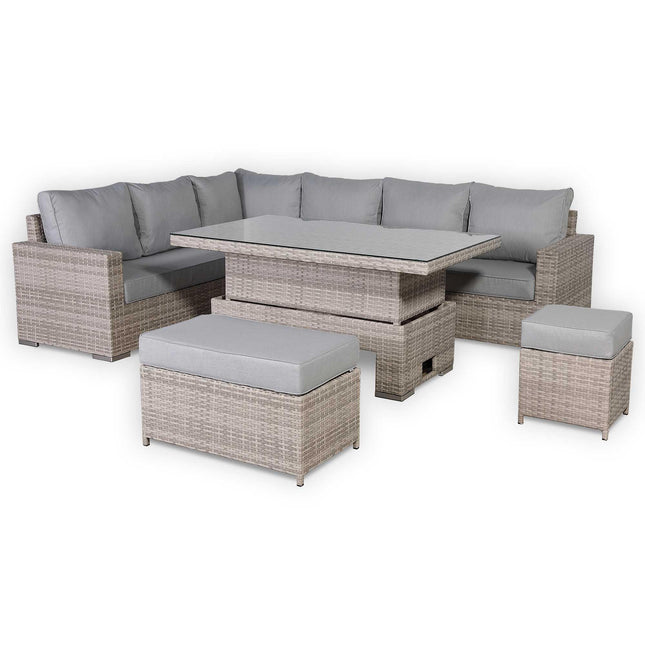 Ashford Rattan Garden Furniture Corner Sofa Set With Rising Table (Rectangle) - Left Hand