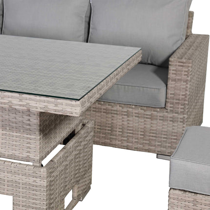 Ashford Rattan Garden Furniture Corner Sofa Set With Rising Table (Rectangle) - Left Hand