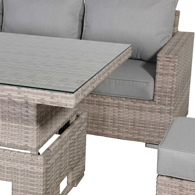 Ashford Rattan Garden Furniture Corner Sofa Set With Rising Table (Rectangle) - Left Hand